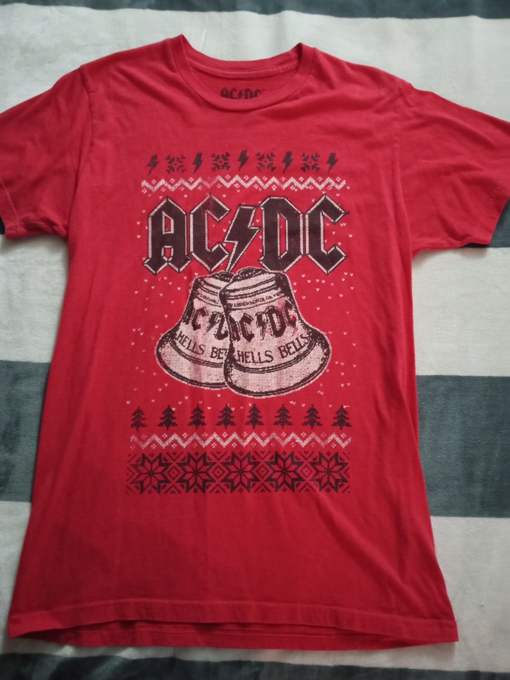 AC/DC Red Band Logo Tee with Black Neck Print